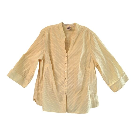 Vintage Faded Glory Stretch Shirt Pearl Snap Butter Yellow Cotton Blend 22W 24W - Picture 6 of 15